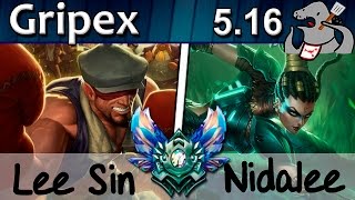 Gripex  Lee Sin vs Nidalee  Jungle  Diamond S5  311 [upl. by Gardel]