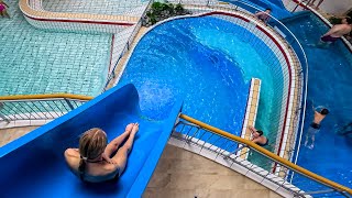 EXTREME HIGH Jump from WaterSlide at TIKIBAD Duinrell Waterpark [upl. by Roybn285]