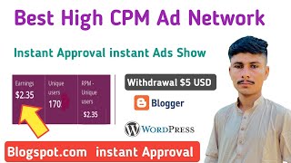 best high cpm ad network  google adsense alternative for website  minimum Withdrawal 5  2024 [upl. by Xuerd]