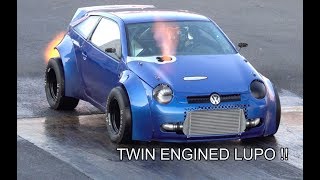 1800bhp TWIN ENGINED VW LUPO 14 MIle At Santa Pod Raceway [upl. by Ajnotal]