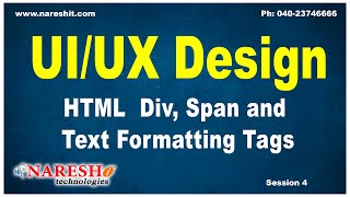 Session4  HTML Div Span and Text Formatting Tags  UIUX Design Tutorials [upl. by Naerb190]