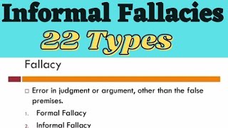 Informal Fallacies Logical fallacies 22 Types  ExamplesExplanation Full Concepts HindiUrdu [upl. by Akeimahs940]