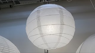 IKEA REGOLIT PENDANT LAMP SHADE WHITE CLOSER LOOK IKEA FURNITURE SHOPPING LAMPS LIGHTS REVIEWS [upl. by Aldous199]