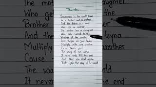 Thumbs song by Sabrina Carpenter lyrics shorts handwriting [upl. by Aneeuqal]