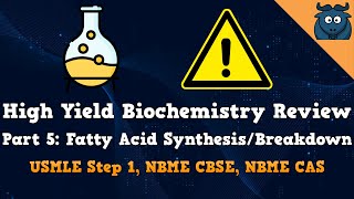 High Yield Biochemistry Review Part 5 Fatty Acid SynthesisBreakdown USMLE Step 1NBME CBSE CAS [upl. by Tidwell]