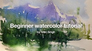 How to paint a simple landscape in watercolor [upl. by Rather]