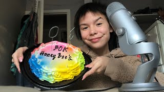 ASMR Celebrating 30K with eating cake and lighting sparklers🌞💛 [upl. by Otter]