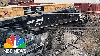 Watch Drone Video Shows Tennessee Train Derailment [upl. by Asilahs123]