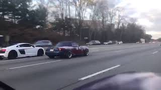 LS Swapped Miata vs V10 R8 50120mph [upl. by Cavanagh]