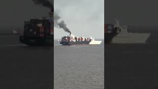 Live footage  Container ship collides with passenger ship off Shanghai [upl. by Eidnim]