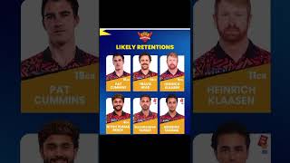 SRH Retain Players list। srh news today। shorts viralshorts trendingshorts [upl. by Haidabej965]