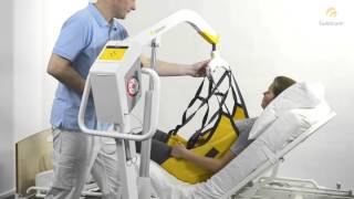 Guldmann Mobile Lifter GL5 Lifting from bed to wheelchair [upl. by Eyde]