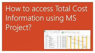 How to access Total Cost Information within Microsoft Project [upl. by Grosz]