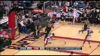 UNREAL DeMar DeRozan MONSTER Dunk on Two Jazz Players March 9 2011 [upl. by Kanor]