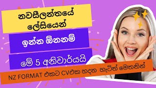 නවසීලන්තයේ ලේසියෙන් ඉන්න අනිවාර්යයෙන්ම ඕන කරන දේවල් 5ක් and know to make a cv according NZ format [upl. by Li987]