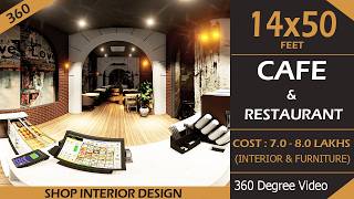 14x50 Cafe Shop  360 video  Best Cafe Design  coffee shop interior design  Arch Themed Cafe [upl. by Uhile]