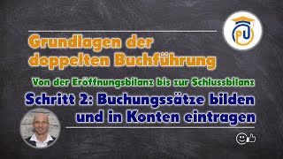 Eröffnungsbilanz bis zur Schlussbilanz  Schritt 2 Buchungssätze bilden und in Konten eintragen [upl. by Niletac166]