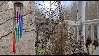 Winter Porch Ambience  Wind Chimes and Crow birds sounds [upl. by Richmound412]