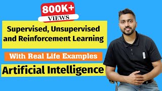 Supervised Unsupervised and Reinforcement Learning in Artificial Intelligence in Hindi [upl. by Frederico]