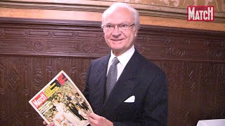 Le roi Carl XVI Gustaf de Suède reçoit un exemplaire historique de Paris Match [upl. by Nojram]