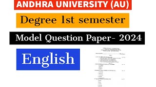 Andhra UNIVERSITY Degree 1st semester Telugu Model Question paper 2024  AU degree 1st semester [upl. by Htes314]