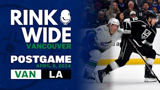 RINK WIDE POSTGAME Vancouver Canucks at Los Angeles Kings  April 6 2024 [upl. by Abekam514]