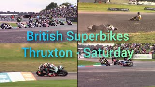 British Superbikes Mistakes And Mishaps  Thruxton 2024 Saturdays Best Moments 2 [upl. by Anat]