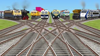 8 TRAINS CROSSING AT CORVED BRANCHED RAILROAD TRICKS DAIMOND RAILROAD TRACKSNTGGAMINGtrain sim [upl. by Amandi]