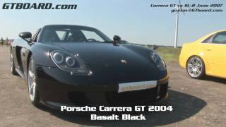 HD McLaren MB SLR vs Carrera GT 50300 kmh SLR 30190 mph real world test [upl. by Alaik173]