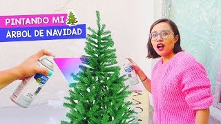 PINTANDO mi ÁRBOL DE NAVIDAD con SPRAY  Decorando para navidad ♥ Craftingeek Vlog [upl. by Sidnarb]