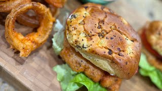 Fried Fish Sandwich with Homemade Onion Rings [upl. by Bodi940]