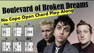 Boulevard of Broken Dreams Green Day EASY NO CAPO PlayAlong [upl. by Georgena]