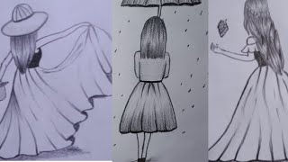 easy girl drawing  pencil sketch  girl drawing for beginners [upl. by Heda]