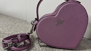 UNBOXING  COACH Heart Bag in Metallic Lilac [upl. by Eph]