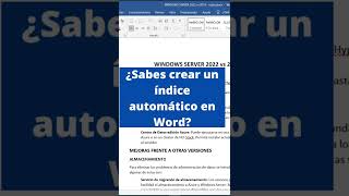 Como CREAR un INDICE en WORD word shorts cursoword productividad [upl. by Pettifer]