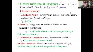 GastroIntestinal Agents।। Inorganic chemistry।। Medicinal agents।। Series1Lecture1।। Introduction [upl. by Eugnimod184]