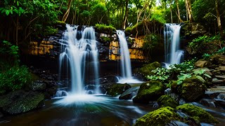 Waterfall harmony Ideal Relaxation Music with Sounds of Seagulls amp water Stress amp anxiety re [upl. by Eixam]