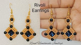 Rivoli Earrings Design  Seed Beads Earrings Easy Beaded Earrings [upl. by Corwin809]