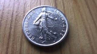 Republique Francaise  Franc coin from 1977 in HD [upl. by Nylirehc]