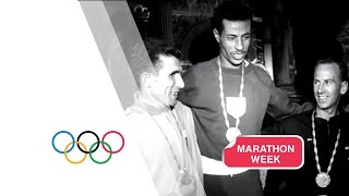 Abebe Bikila Wins Marathon Gold Running Barefoot  Rome 1960 Olympics [upl. by Francoise]