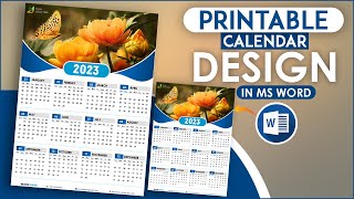 Printable Calendar Design 2023 Using Microsoft Office Word Full Tutorial [upl. by Behah98]