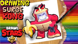 How To Draw KONG SURGE 🦍 New skin easily  Brawl Stars \ Comment Dessiner SURGE KONG nouveau skin [upl. by Nevets]