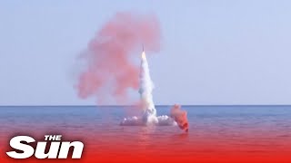 Russian submarine launches cruise missile from the Sea of Japan [upl. by Atiniv]