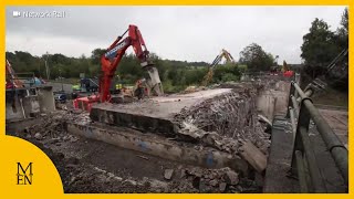 M62 motorway shut near Rochdale for huge bridge repair [upl. by Deevan514]