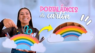 PORTALÁPIZ DE ARCOÍRIS 🌈 HECHO DE CARTÓN 📦  moldes gratis [upl. by Aubry]