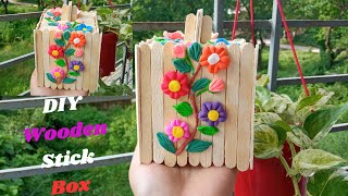 Easy box from ice cream sticks  Craft ideas with popsicle sticks  Adiba Art and Decor [upl. by Ynaffik69]