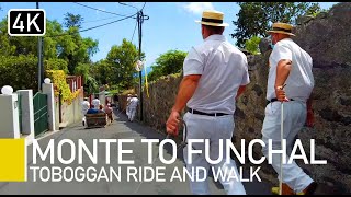 Madeira Portugal  Monte to Funchal basket ride and walk with captions [upl. by Onfre]