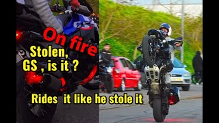 Stunt Bmw Gs 1300 is it stolen stunt riding the guy rode it like he just stole it the manifolds [upl. by Wolgast]