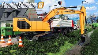 Curage des fossés dans la ville Farming Simulator 19 PAYSAGISTE [upl. by Dnilasor]