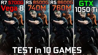 Ryzen 7 5700G vs Ryzen 5 8500G vs Ryzen 5 8600G vs GTX 1050 Ti  Test in 10 Games [upl. by Trilbie]